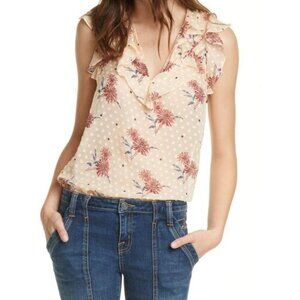 Joie "Eddison" Floral Ruffle Boho/Peasant Inspired Blouse